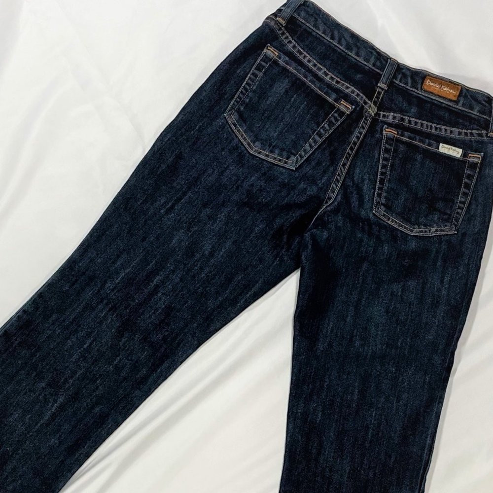 David Kahn Straight Leg Mid Rise Jeans - Dark Blue Wash size 0 petite-ex…